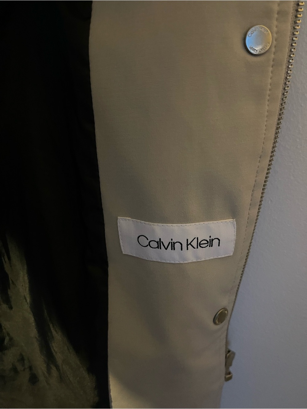 Calvin Klein Beige Softshell Belted Trench Coat Detachable Hood L - Picture 7 of 12